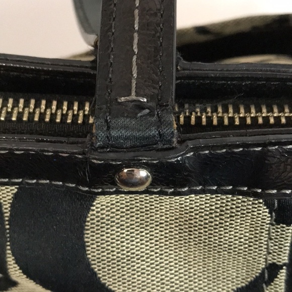 COACH E1321-F21950 Signature Stripe Kisslock Carryall Handbag Purse Satchel - Picture 13 of 17